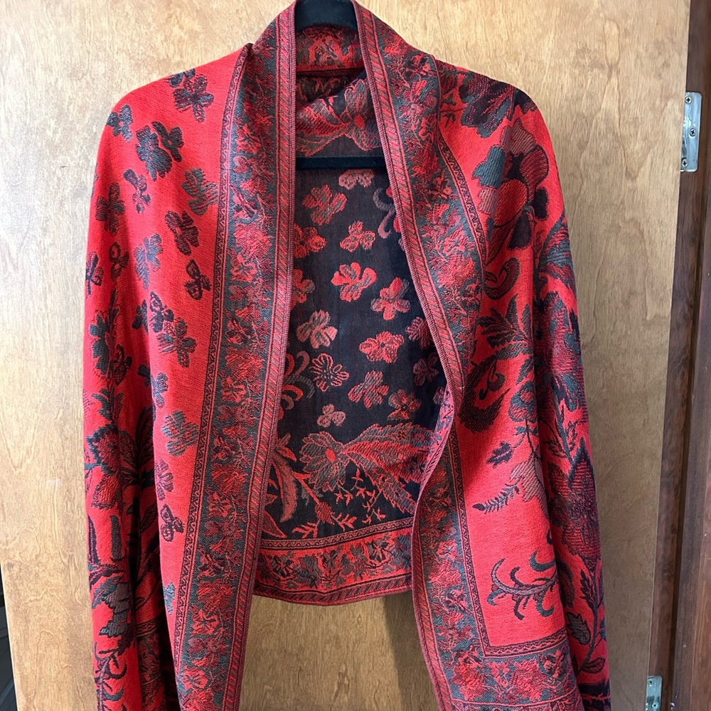 Holiday Red Pashmina Scarf Shawl Wrap